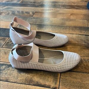 Report Pink Mary Jane Flats with Perforated Design